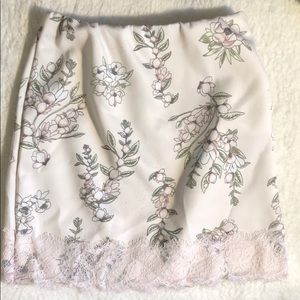 Pink Floral Lace Trimming Skirt